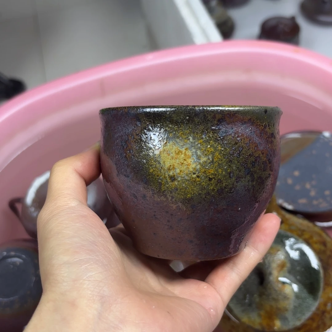 壶熊瑕疵柴烧紫砂缸杯