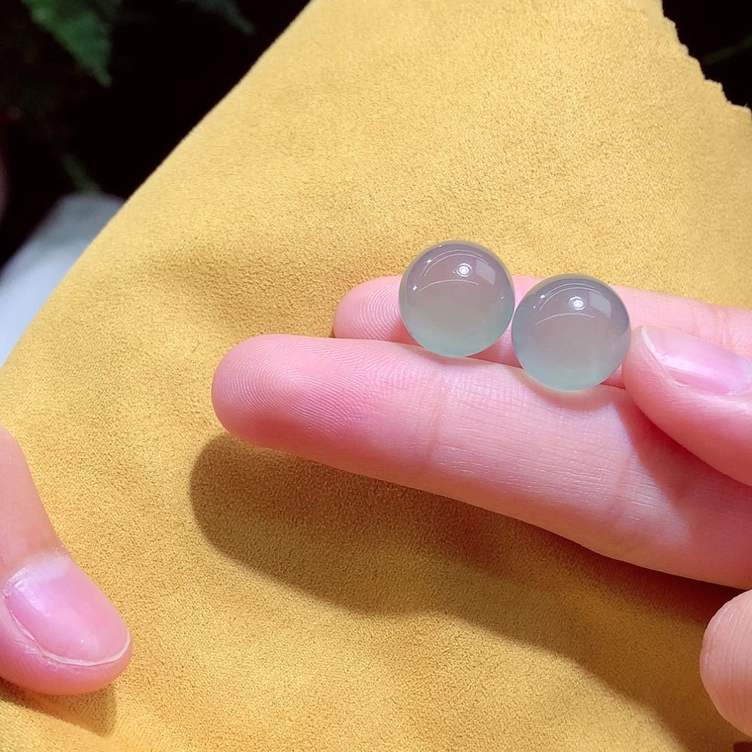 未镶嵌手链翡翠玻璃珠天然缅甸A货翡翠一对卡13.5mm