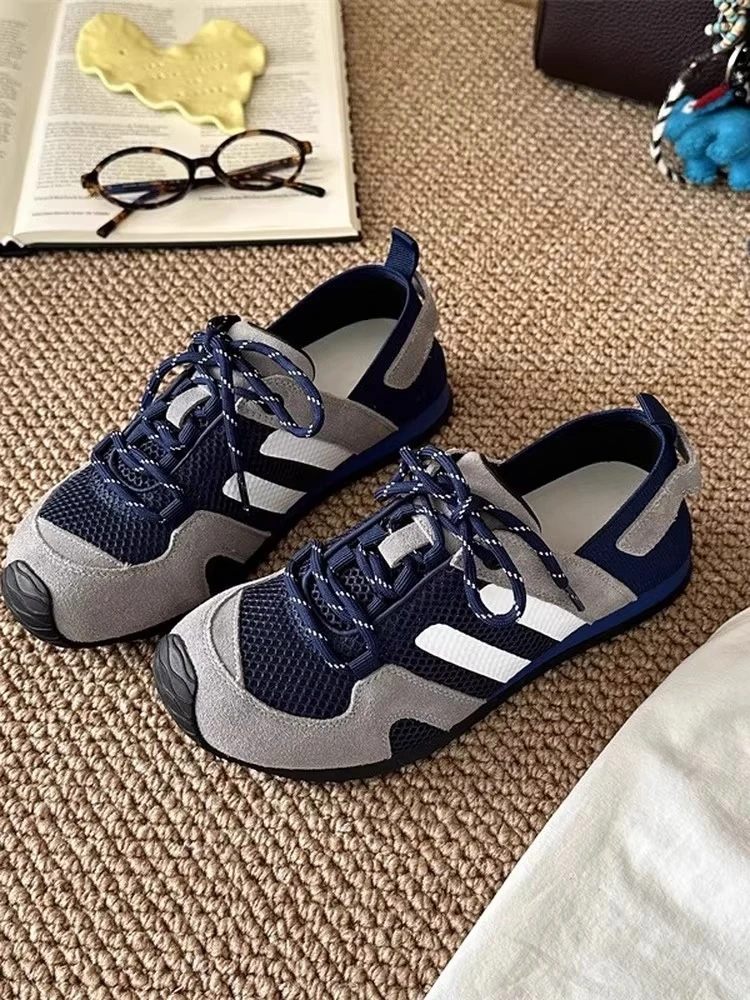 透气网面德训平底复古休闲轻便鞋子女款潮牌百搭运动鞋子薄款阿甘