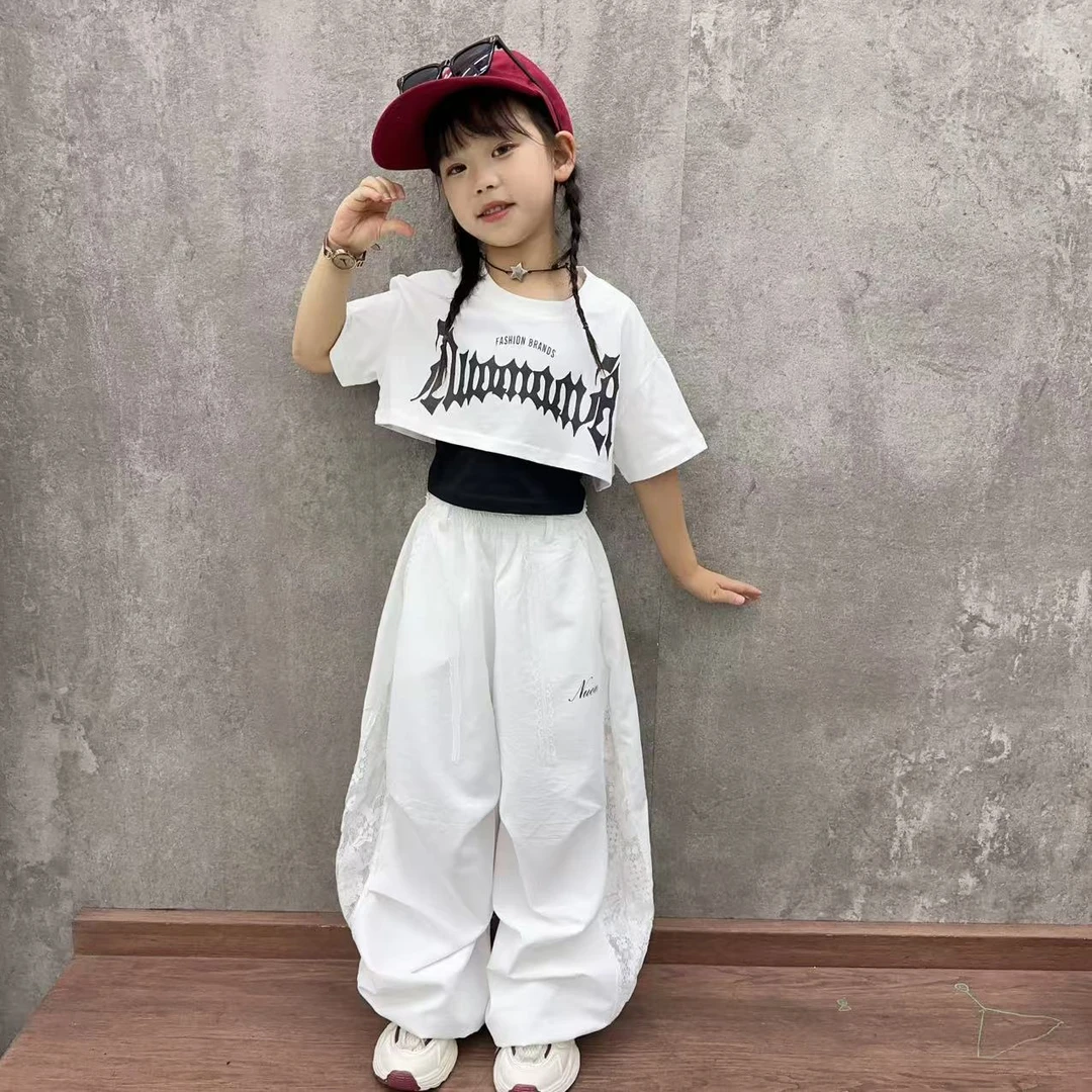 女童套装2025夏季儿童洋气时髦短袖T恤工装裤薄款休闲韩版两件套