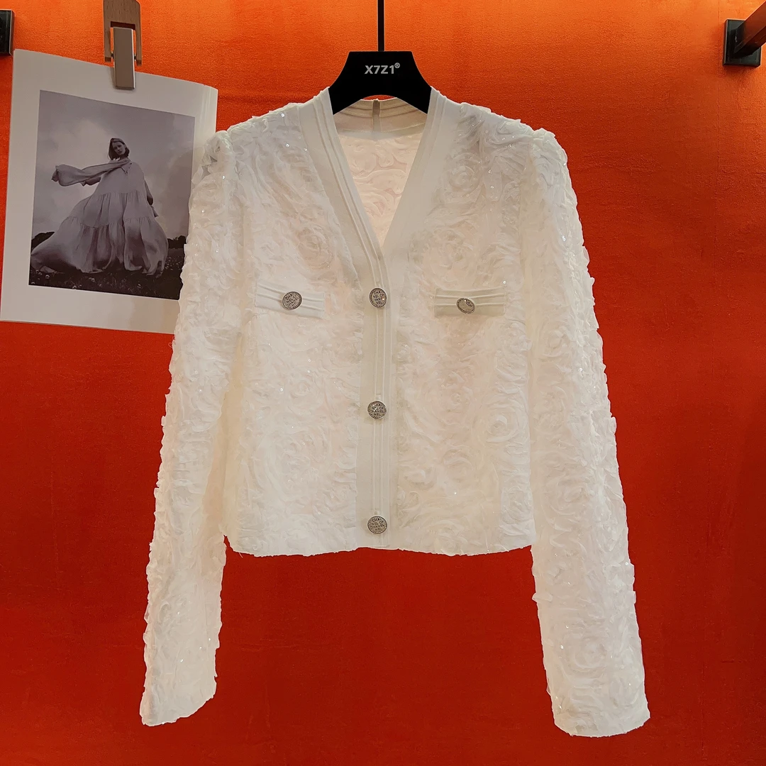 25网红年新款设计师玫瑰花潮品上衣轻奢时尚气质