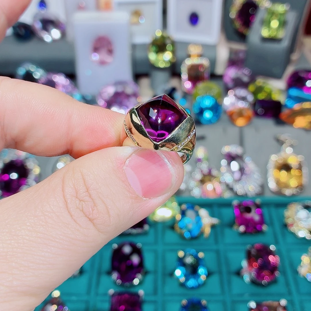 水晶戒指银S925镶嵌