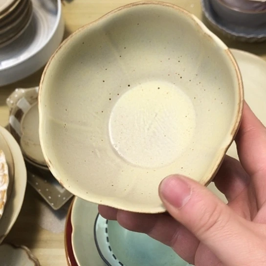 瓷片微瑕粗陶米饭碗两个一组