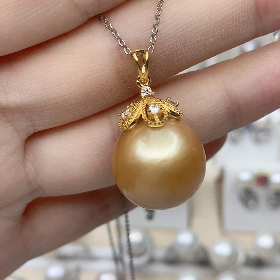 顺***，淡水珍珠银S925镶嵌吊坠(不含链)16.17mm