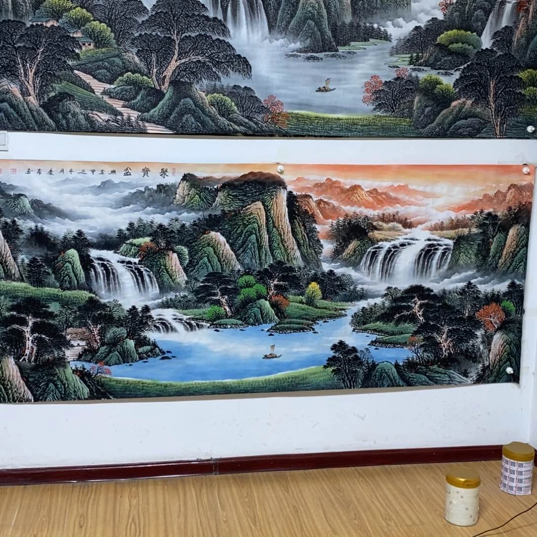 国画张*2.4米长的聚宝盆