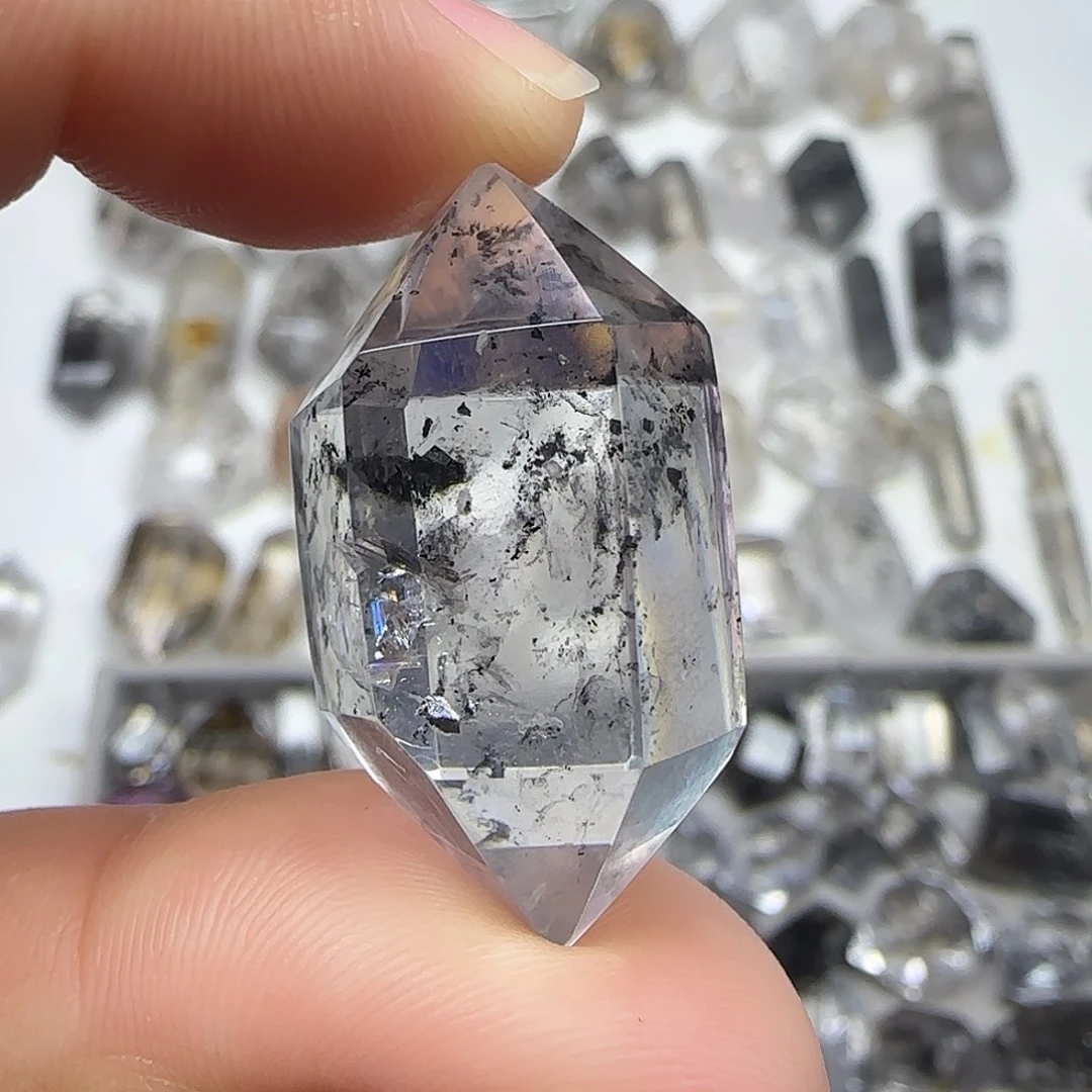 未镶嵌珠宝半成品水晶散墨双尖随形