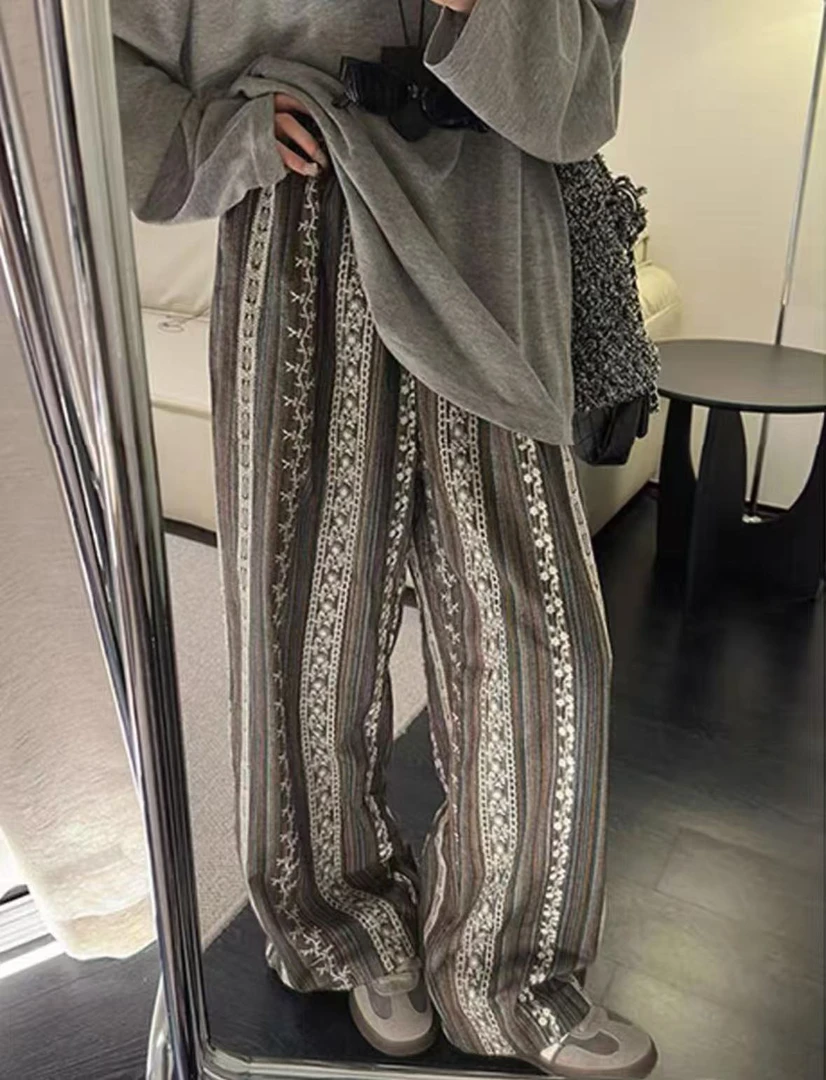 朵儿定制 夏季休闲气质百搭提花长裤 IW79