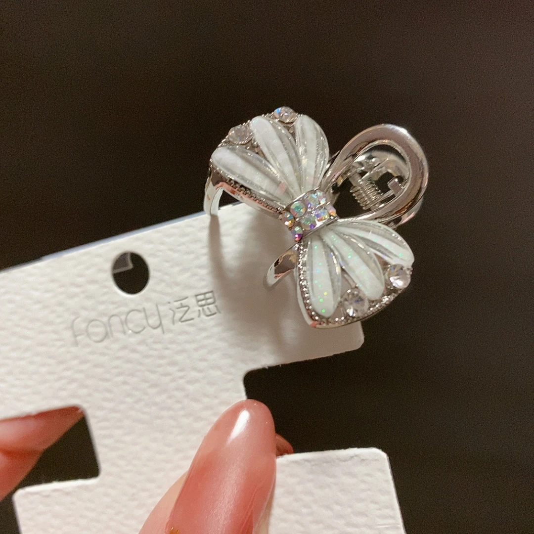 泛思甜美0028浅色蝴蝶结23公分抓夹刘海侧边夹小抓夹时尚轻奢气质