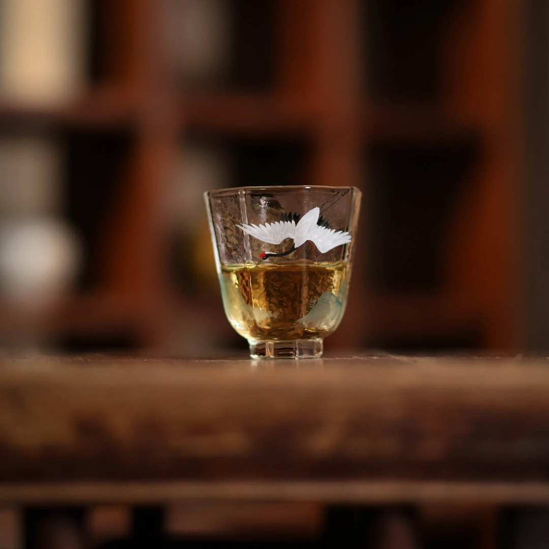 【陶珊居】青山仙鹤单杯-75ml 口径5.2底径2.5高度6（物肆0001）