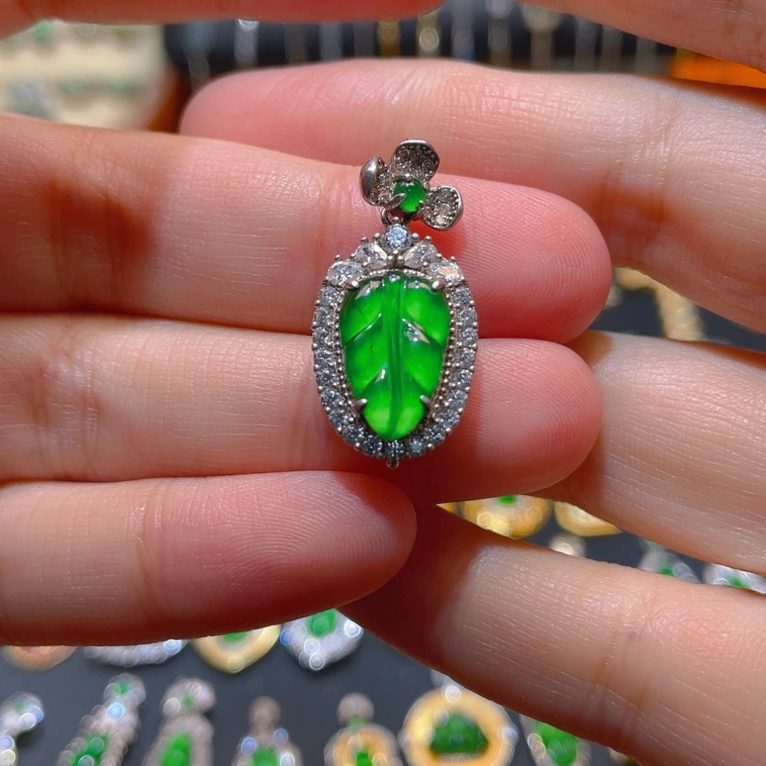 翡翠银S925镶嵌吊坠(不含链)