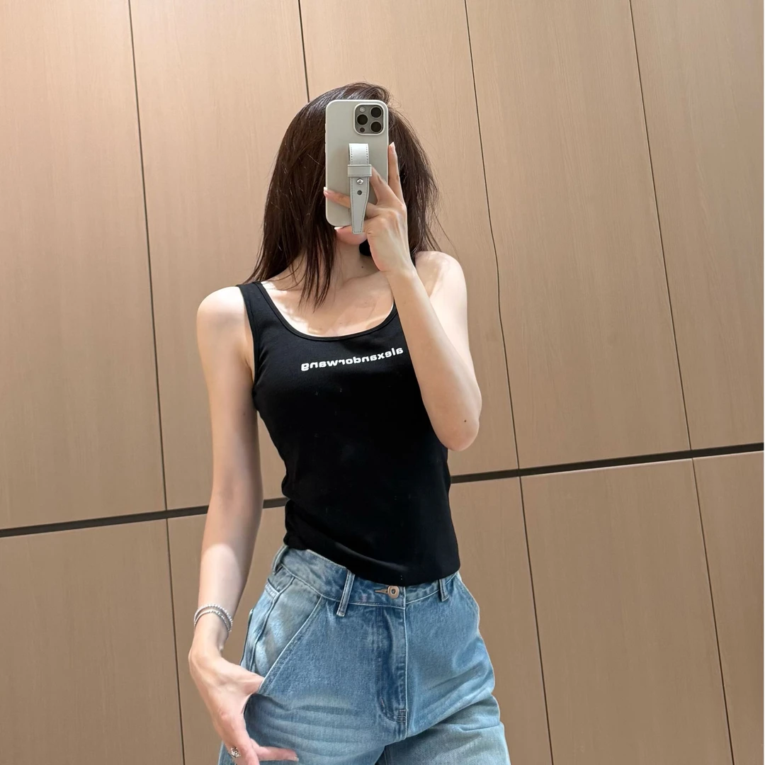 【SEVENWANG】 25夏/A*W字母立体印花柔软时尚吊带背心6075