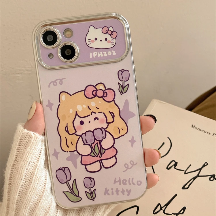 大视窗花朵女孩适用苹果16手机壳iphone15华为oppo小米vivo防摔43