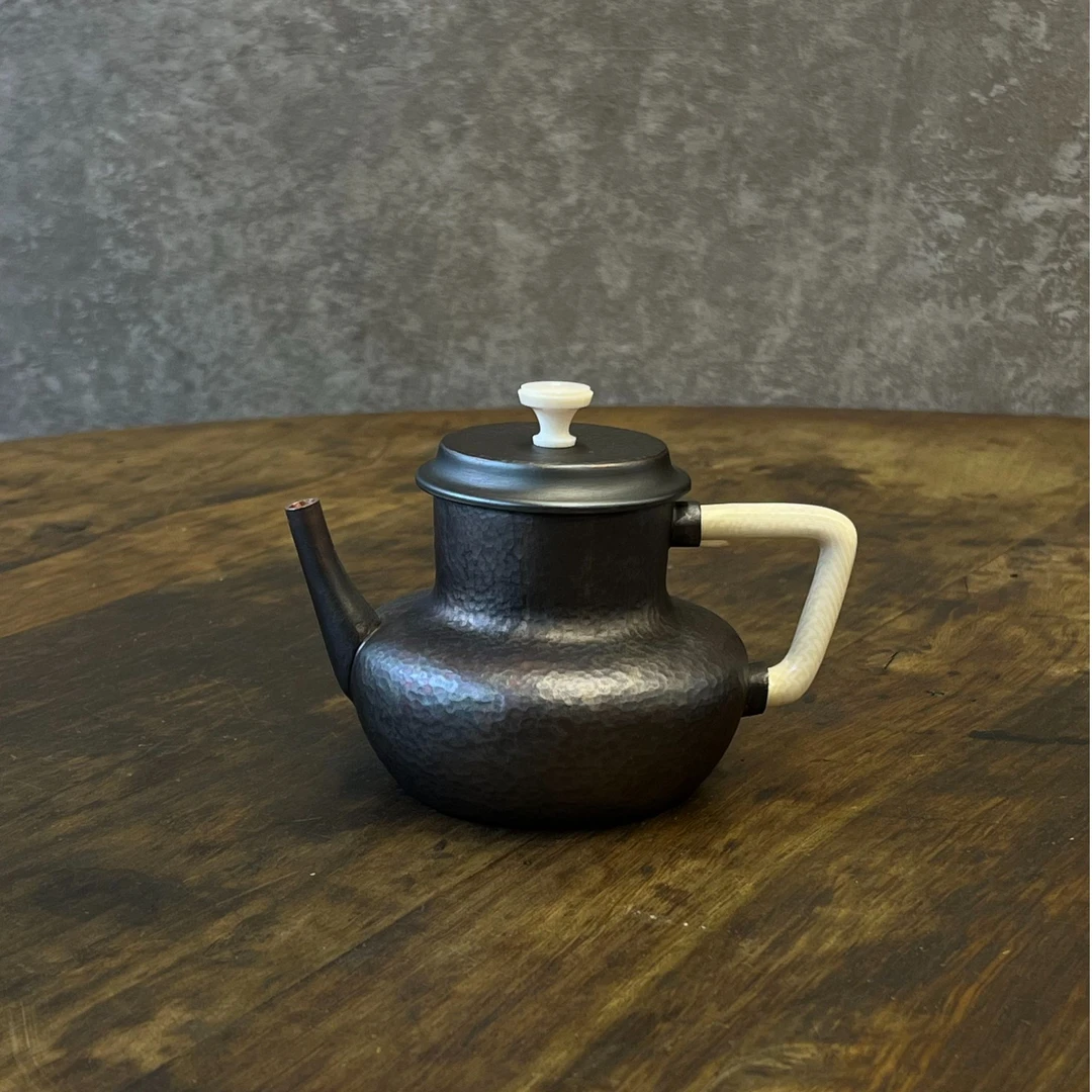 姜造手工紫铜家用泡茶把手壶