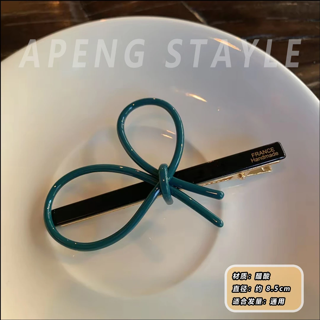 2753韩国ins新款不规则蝴蝶结一字鸭嘴夹金标醋酸刘海碎发边夹