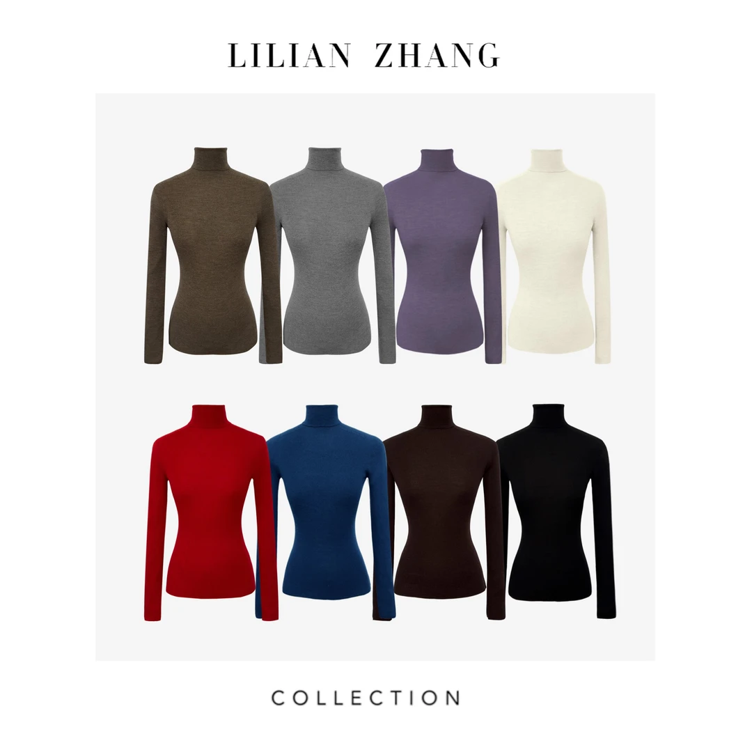 LILIANZHANG多色高领修身绵羊毛保暖纯色毛衣针织打底衫 2108012