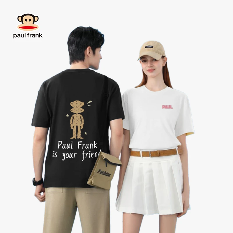 paul frank/大嘴猴夏季新款短袖t恤宽松休闲圆领情侣装