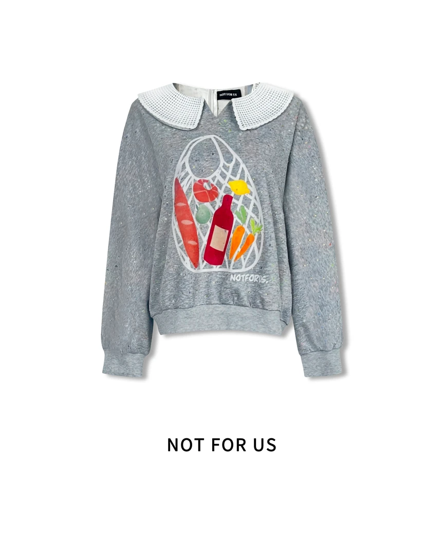 NOT FOR US 25AW灰色星空娃娃领印花长袖/短裙