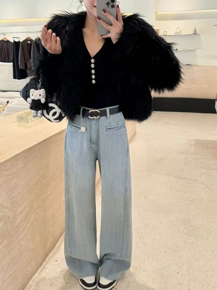 6325臻炫新款冬季休闲时尚垂感显瘦阔腿直筒裤