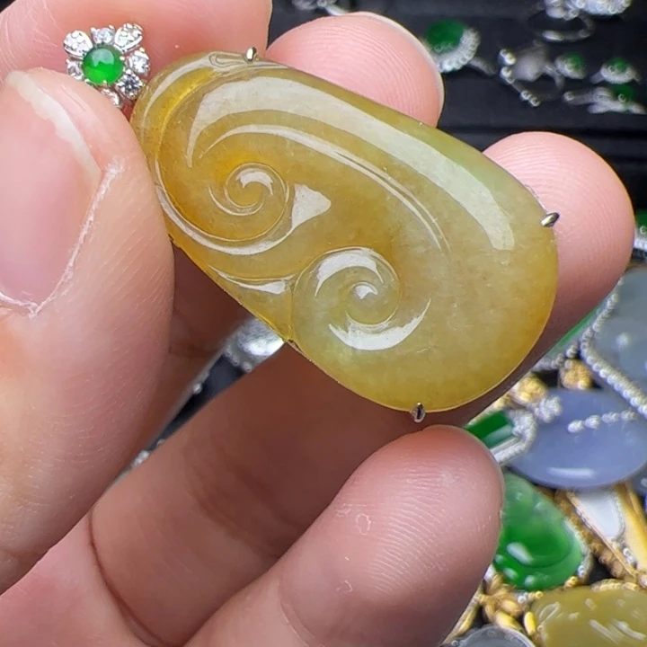 翡翠18K金镶嵌吊坠(不含链)