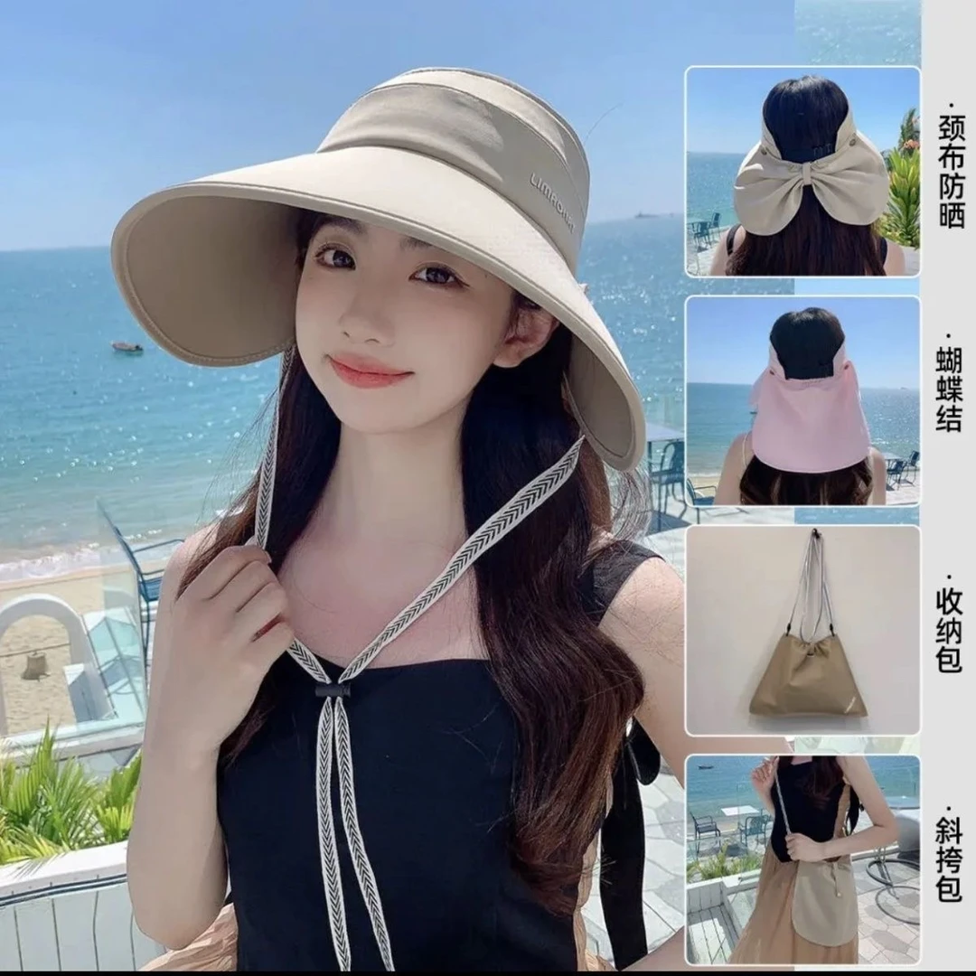 帽子户外百搭遮阳帽大帽檐防晒防紫外线户外骑行太阳帽冰丝感空顶