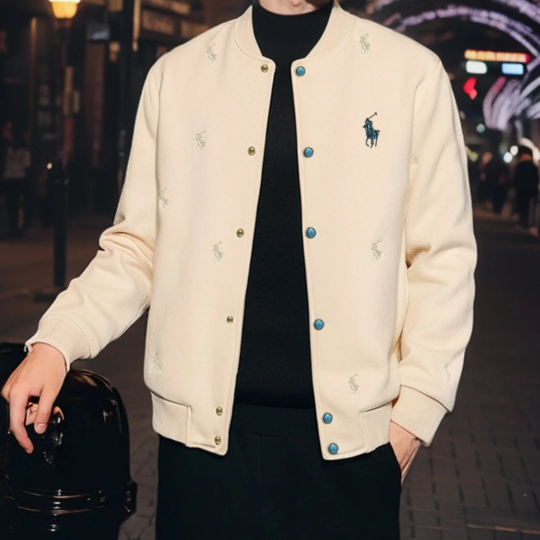 2025年欧货轻奢外套休闲春秋男士长袖夹克废土风潮流个性棒球服潮