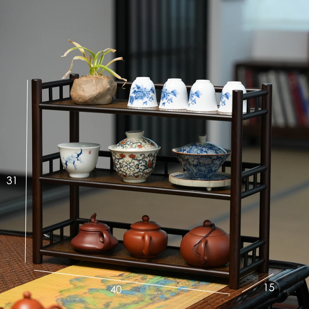 【云迹】40竹编楠竹茶架博古架杯架壶架置物架收纳架桌面整理