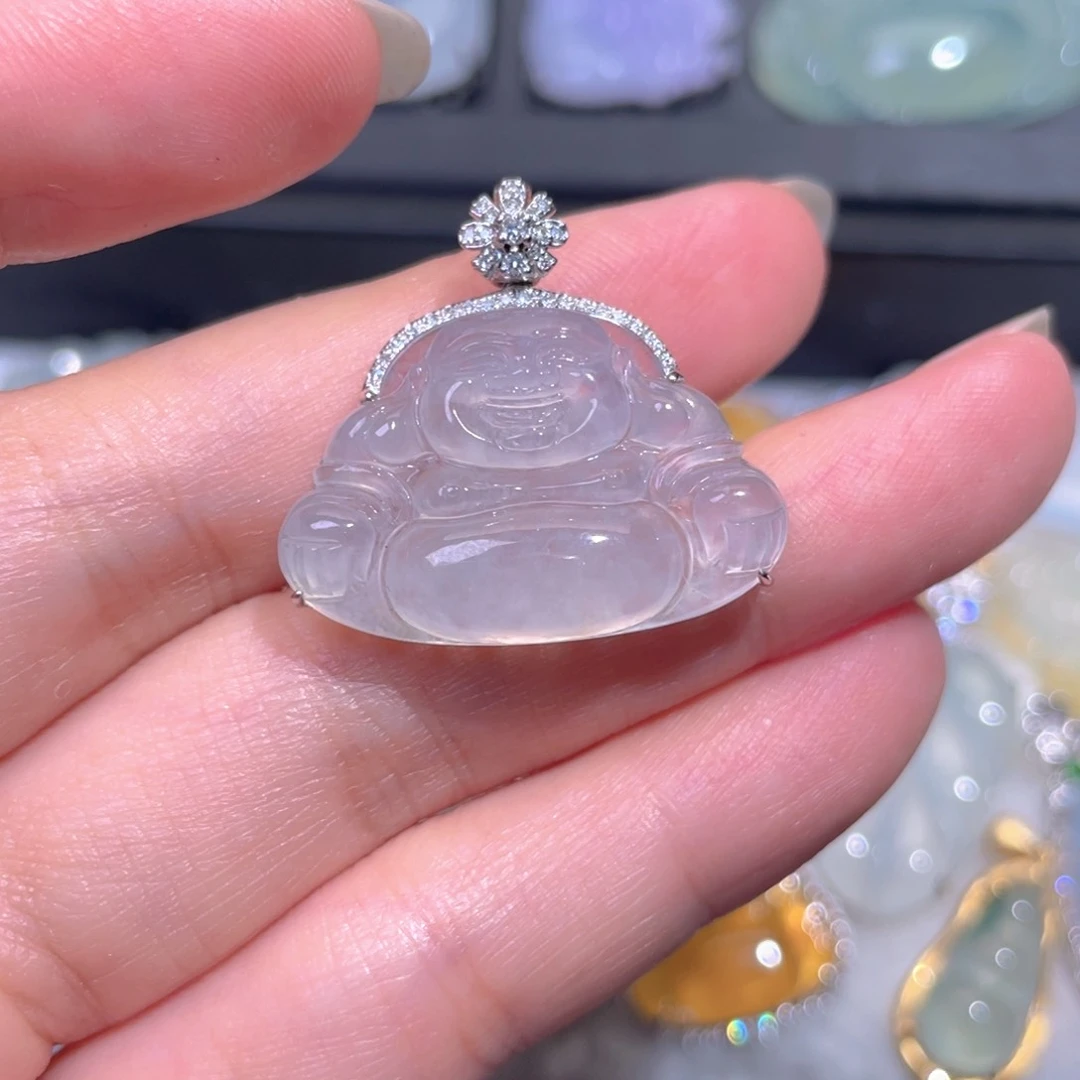 颈饰18K金镶嵌翡翠翡翠