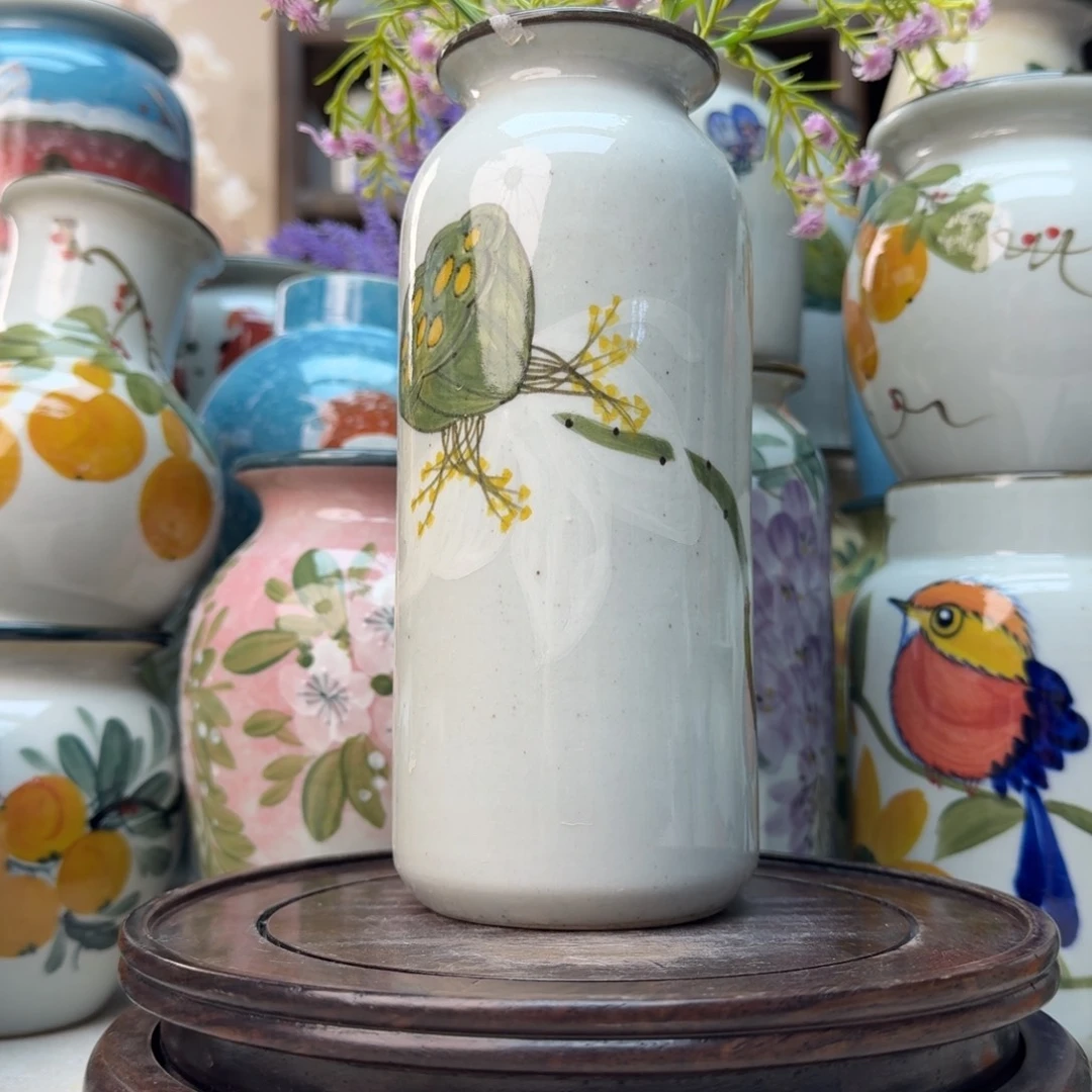 缸景德镇纯手绘花瓶摆件无孔