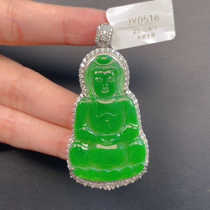 翡翠银S925镶嵌吊坠(不含链)