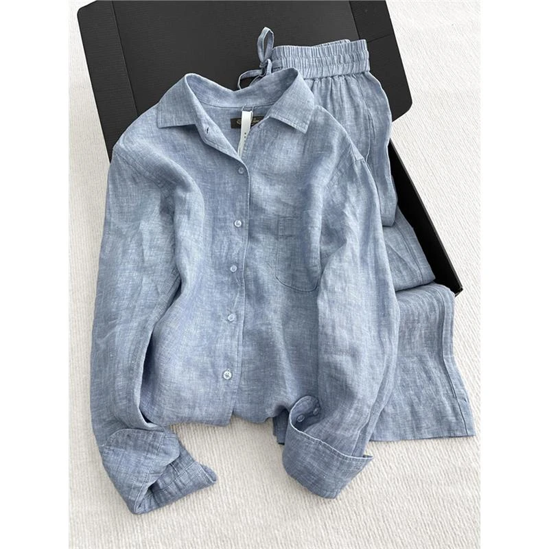 韩版休闲风通勤夏季小众时尚套装INS风宽松静奢风休闲长袖套装