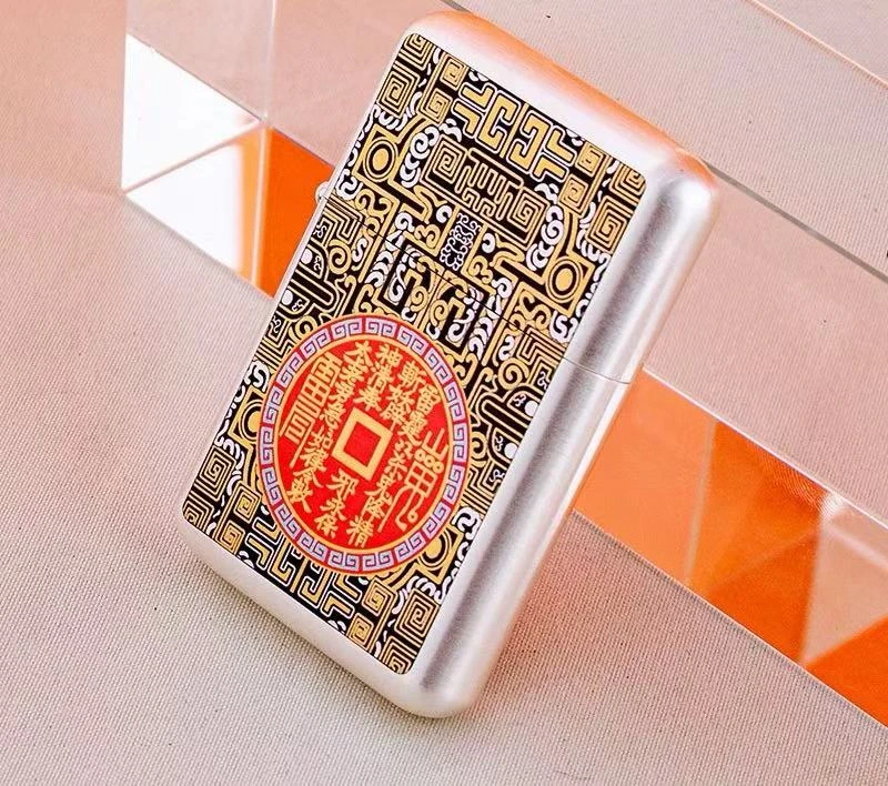 ZORRO佐罗新款银拉丝山鬼花钱超薄790三代打火机煤油款防风复古机