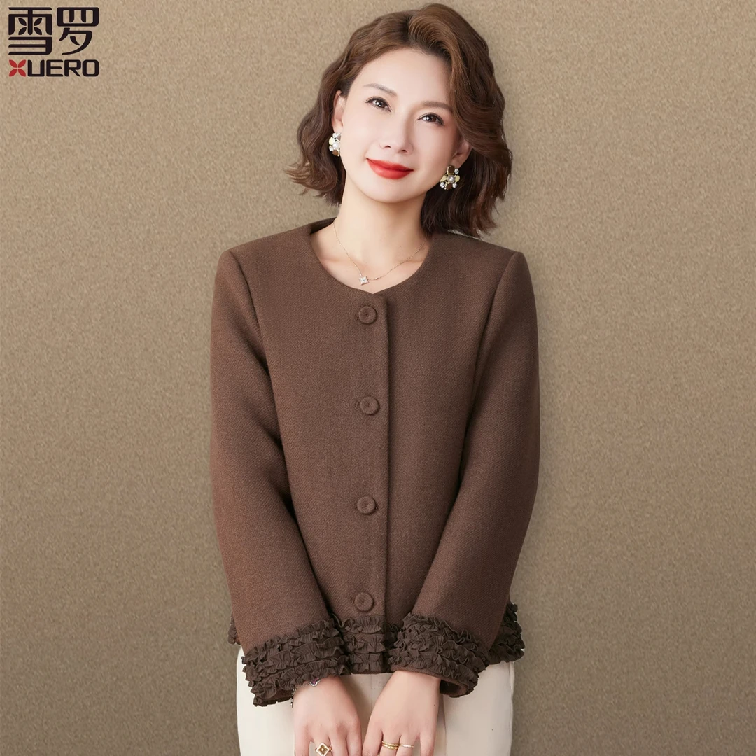 妈妈秋装2025新款小香风外套中老年女装春秋季洋气毛呢夹克上衣