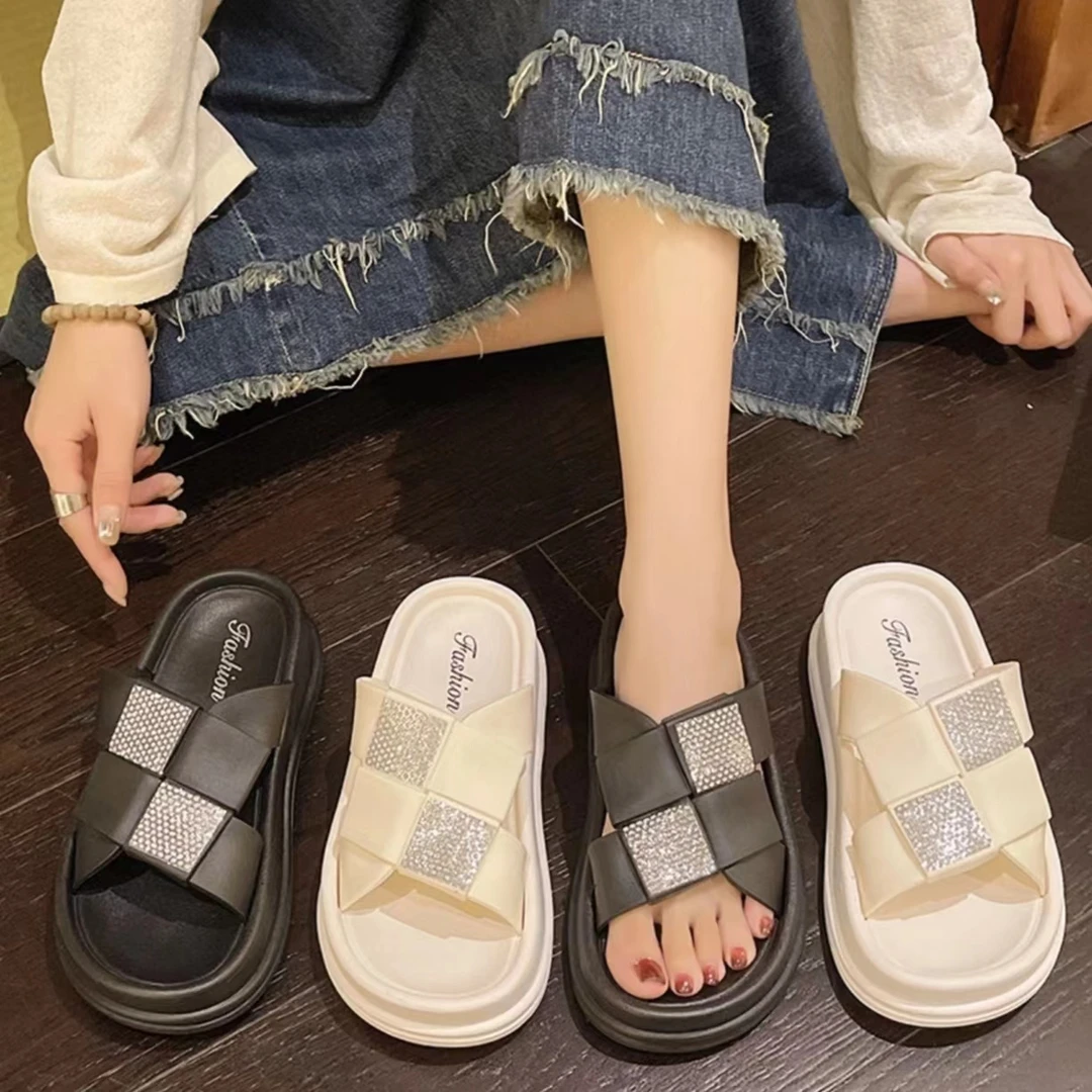 2025年夏季软底爆款886-双格时尚百搭网红女士厚底凉鞋女拖鞋