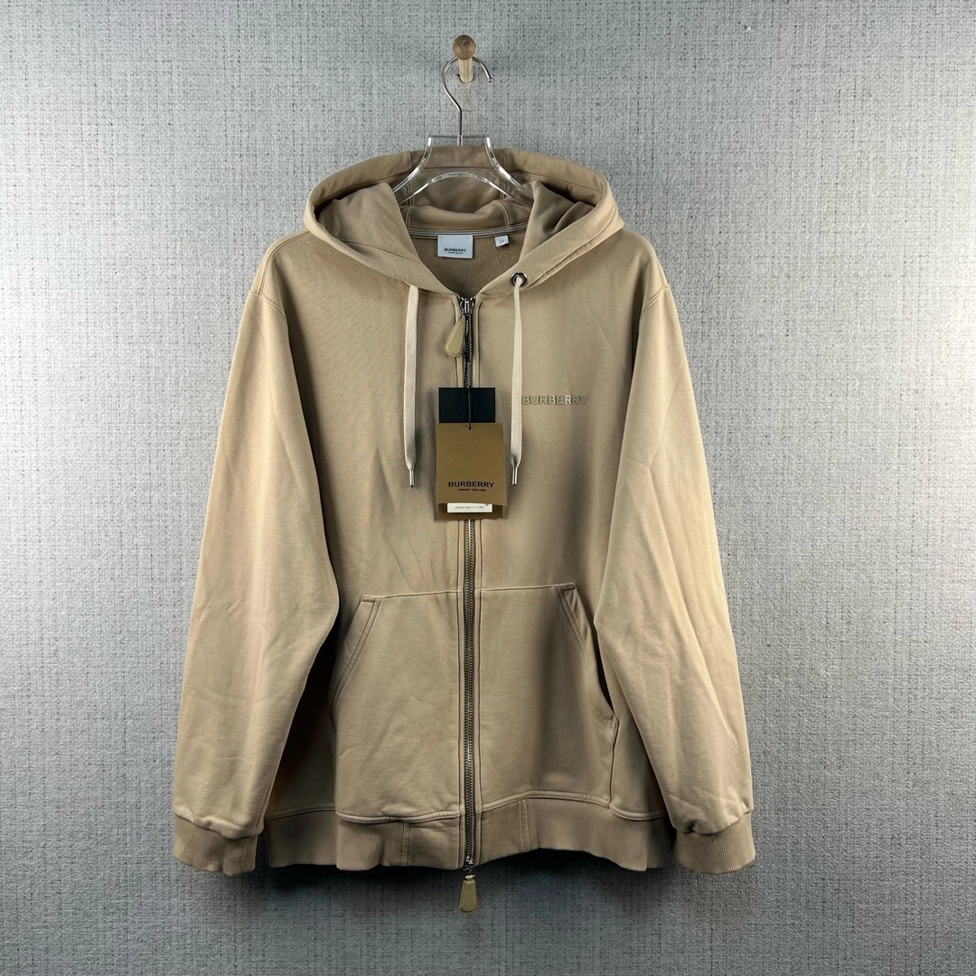未使用 BURBERRY/博柏利 Logo印花拉链连帽长袖卫衣 /尺码XL/9141