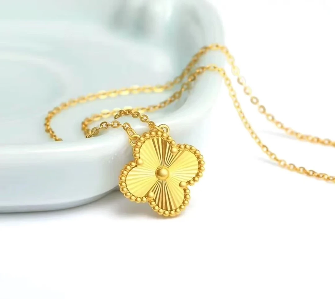 【抖音好货】孟加拉赤金豆豆提炼手工改款【四叶草】精工版可佩戴 链