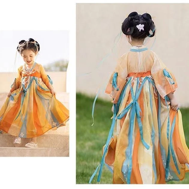 绮梦-汉服襦裙女童儿童古风中国风超仙连衣裙薄 春秋夏季新款