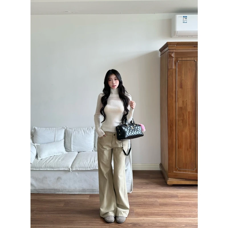 withmin凉皮 辣妹休闲设计感百搭显瘦直筒牛仔裤女2523886现货