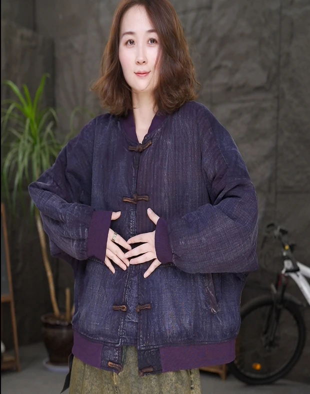 冬季新款时尚百搭显瘦气质大码女装外套胖MM新中式国风盘扣上衣女