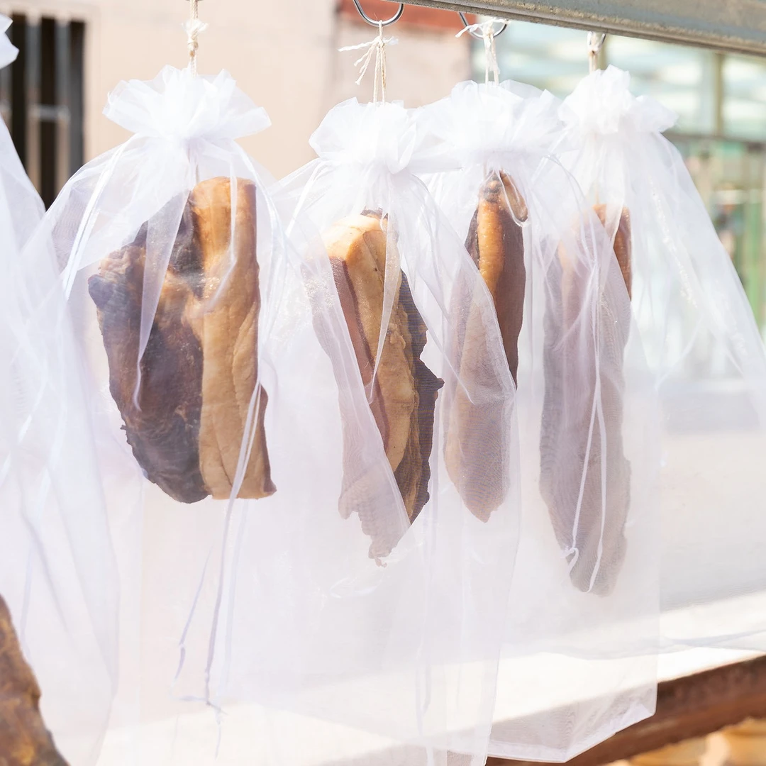 晒腊肉网袋防苍蝇透气防猫腊鸭火腿鱼干腊肠尼龙干货晾晒套袋家用