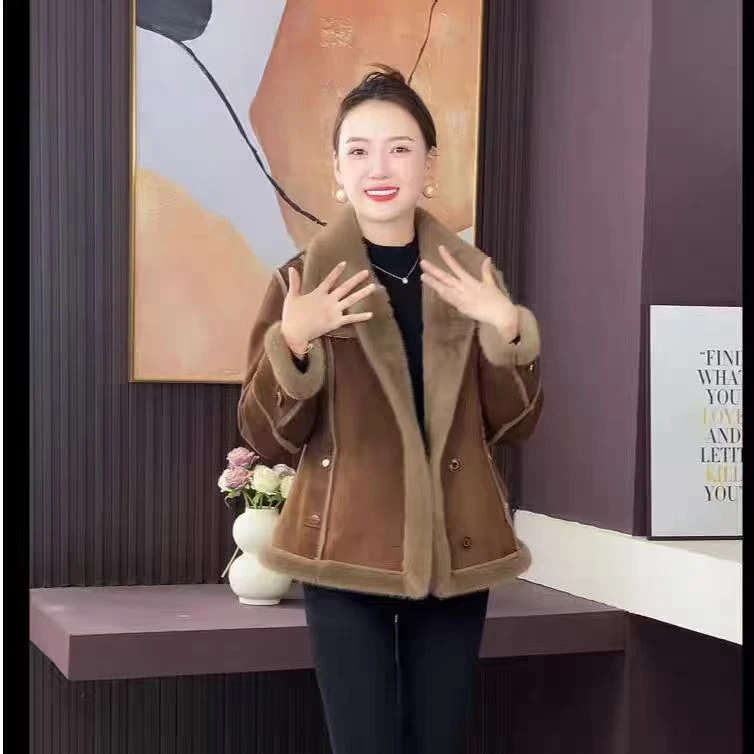 气质翻领外套冬季加绒保暖高级感重工减龄修身显瘦I洋气百搭上衣