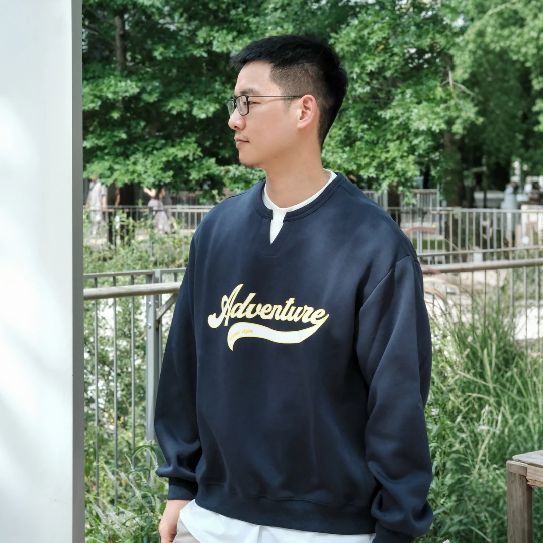 Jacpick假两件英文印花卫衣 · 运动长袖潮流宽松舒适时尚大码男士