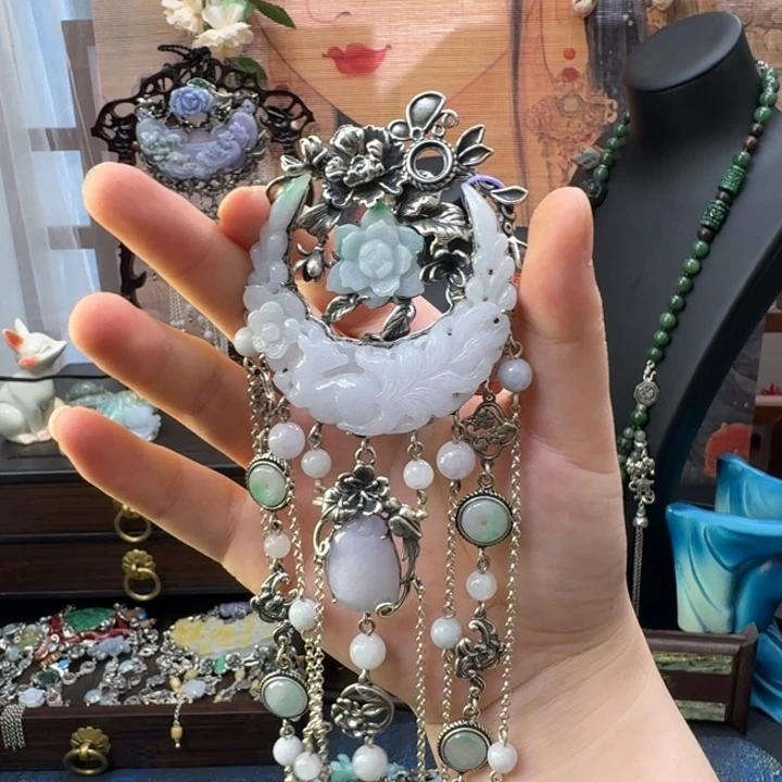 翡翠银S925镶嵌颈饰