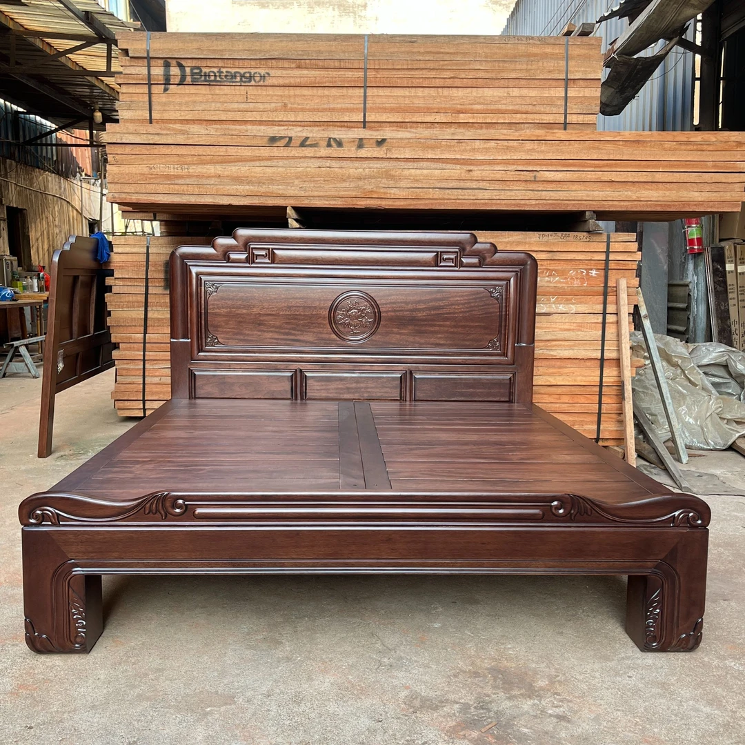 6016工厂直营红木款式大脚款古典新中式仿古雕花主卧全原木实木床