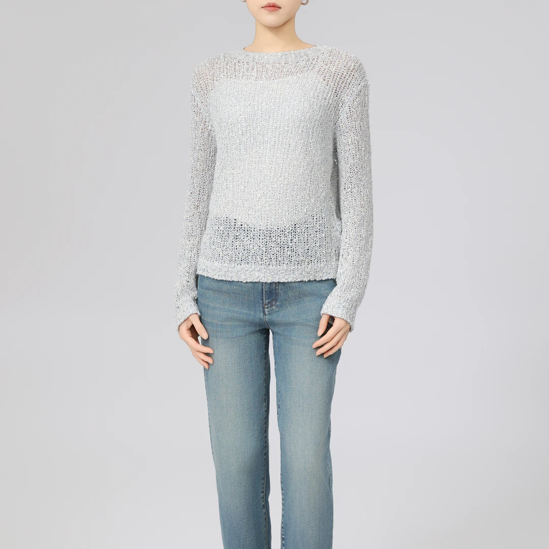 GIRDEAR/哥弟25年春季新款法式显瘦气质修身圆领毛上衣女-138013