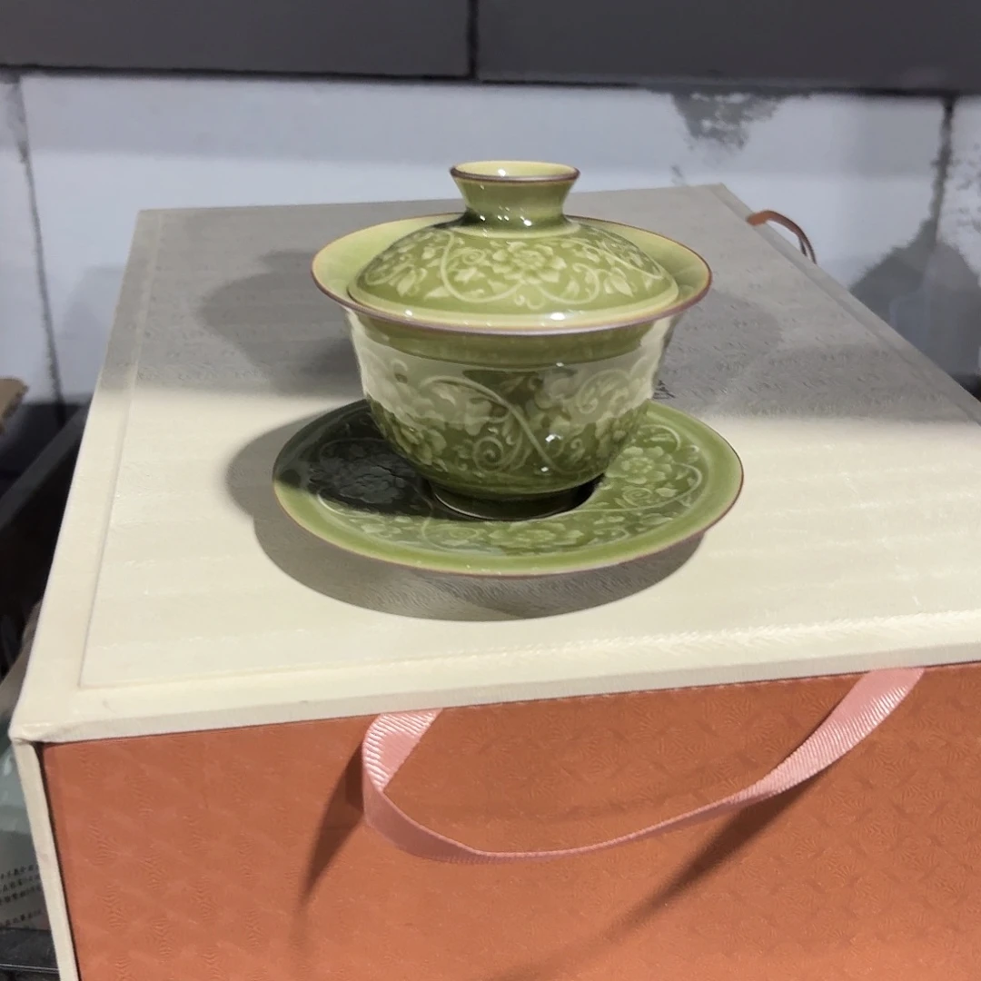 陶瓷摆件三才盖碗哈哈哈哈哈哈哈