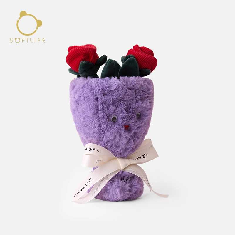 softlife情人节玫瑰花毛绒盆栽玩偶花束新年礼物送女友送老婆