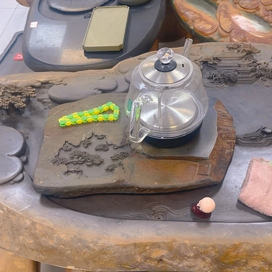 端砚石底座自动上水烧水壶