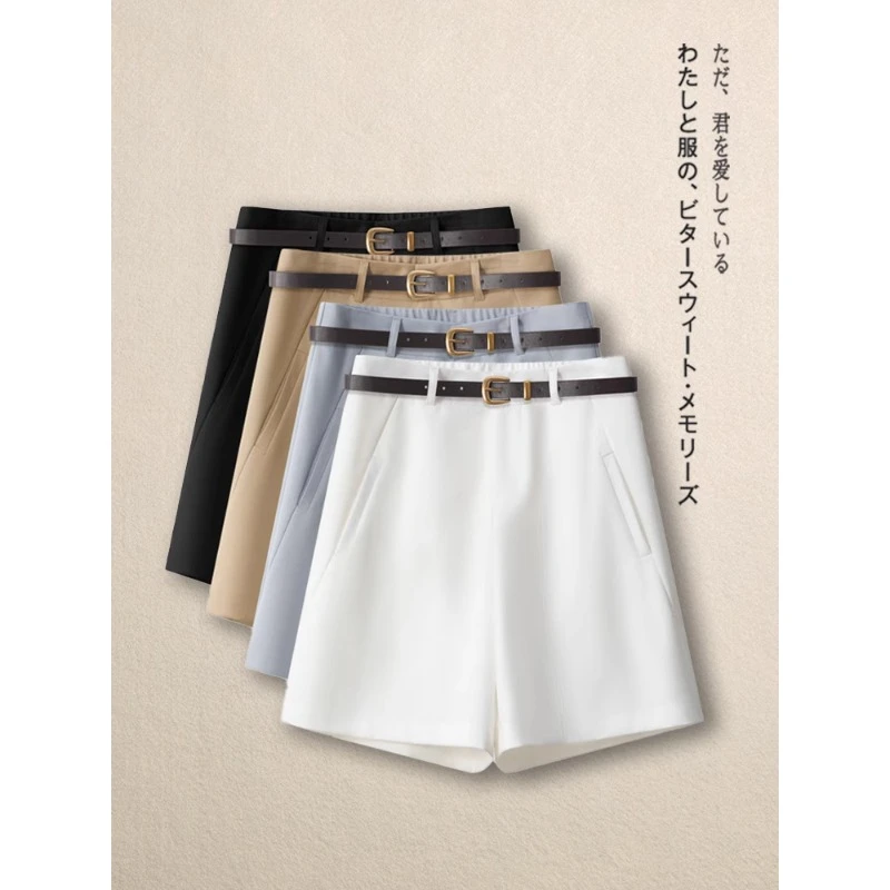 时尚高腰西装短裤女2025新款夏季韩版阔腿a字裤显瘦热裤潮休闲裤