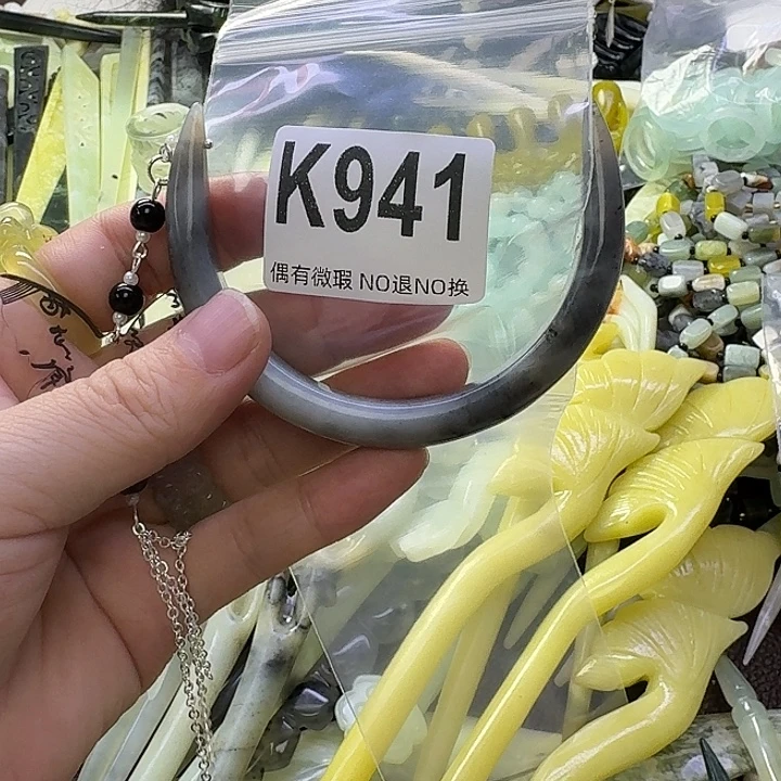 林***夕蛇纹石玉合金发饰