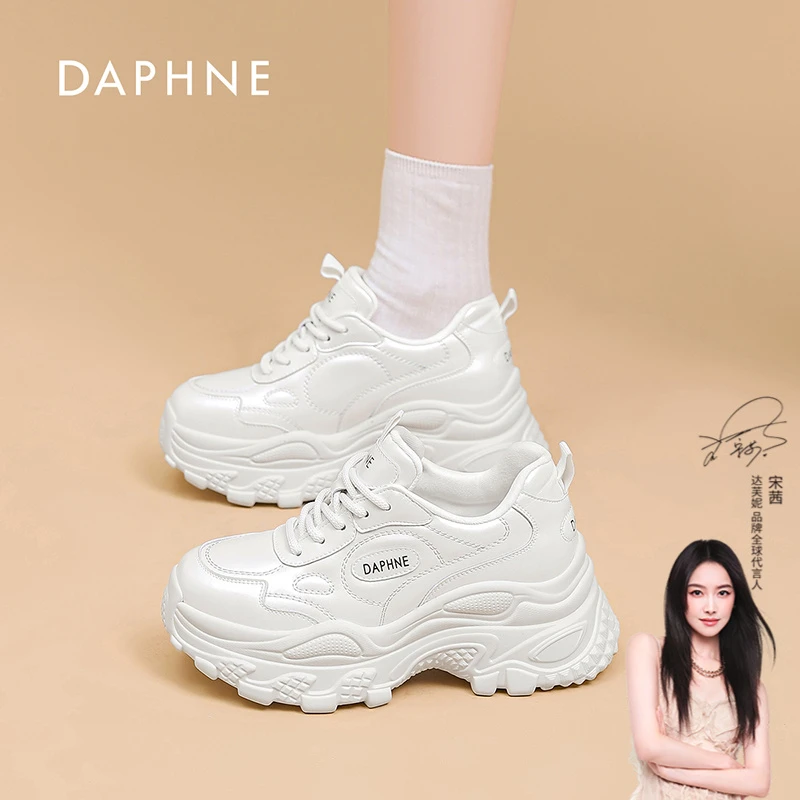 达芙妮2025秋季休闲老爹鞋新款时尚风百搭厚底潮鞋运动松糕跟鞋L